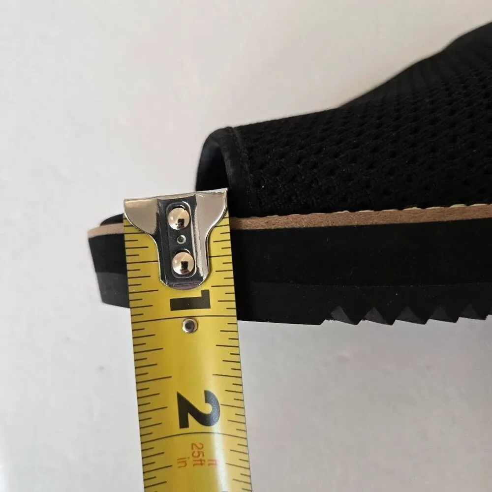 Eileen Fisher Telly Recycled Stretch Knit Black Wedge Sandal Size 8.5
